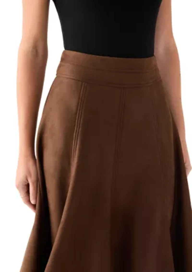 Women's Suede Midi Skirt
