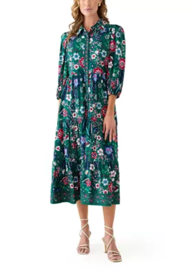 Women's Long Sleeve Printed Maxi Dress