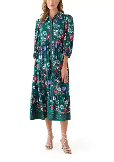 Women's Long Sleeve Printed Maxi Dress