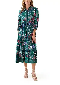 Women's Long Sleeve Printed Maxi Dress