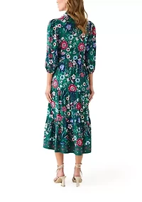 Women's Long Sleeve Printed Maxi Dress