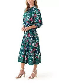 Women's Long Sleeve Printed Maxi Dress