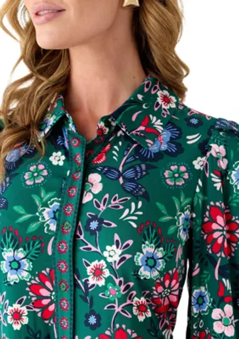 Women's Long Sleeve Printed Maxi Dress