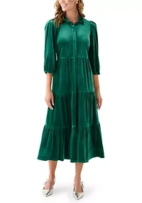 Women's Velvet Shine Midi Shirtdress