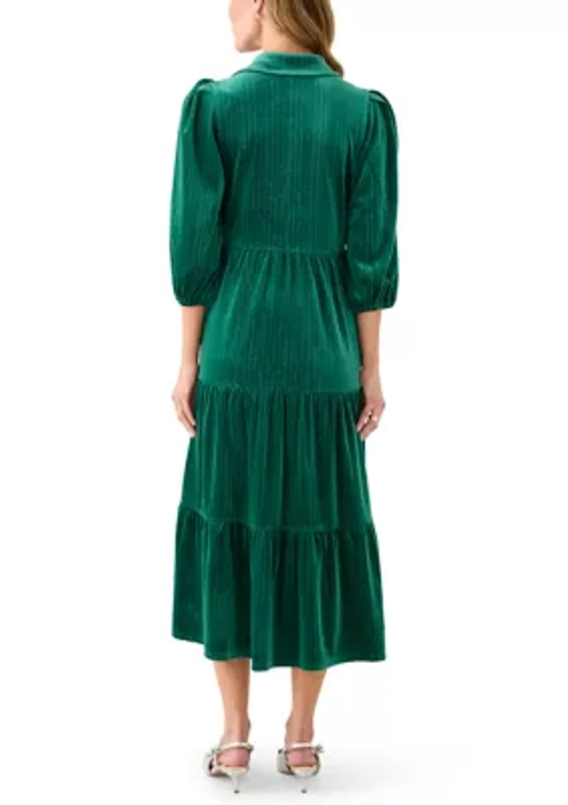 Women's Velvet Shine Midi Shirtdress