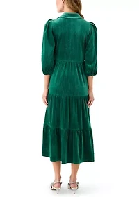 Women's Velvet Shine Midi Shirtdress