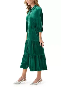 Women's Velvet Shine Midi Shirtdress