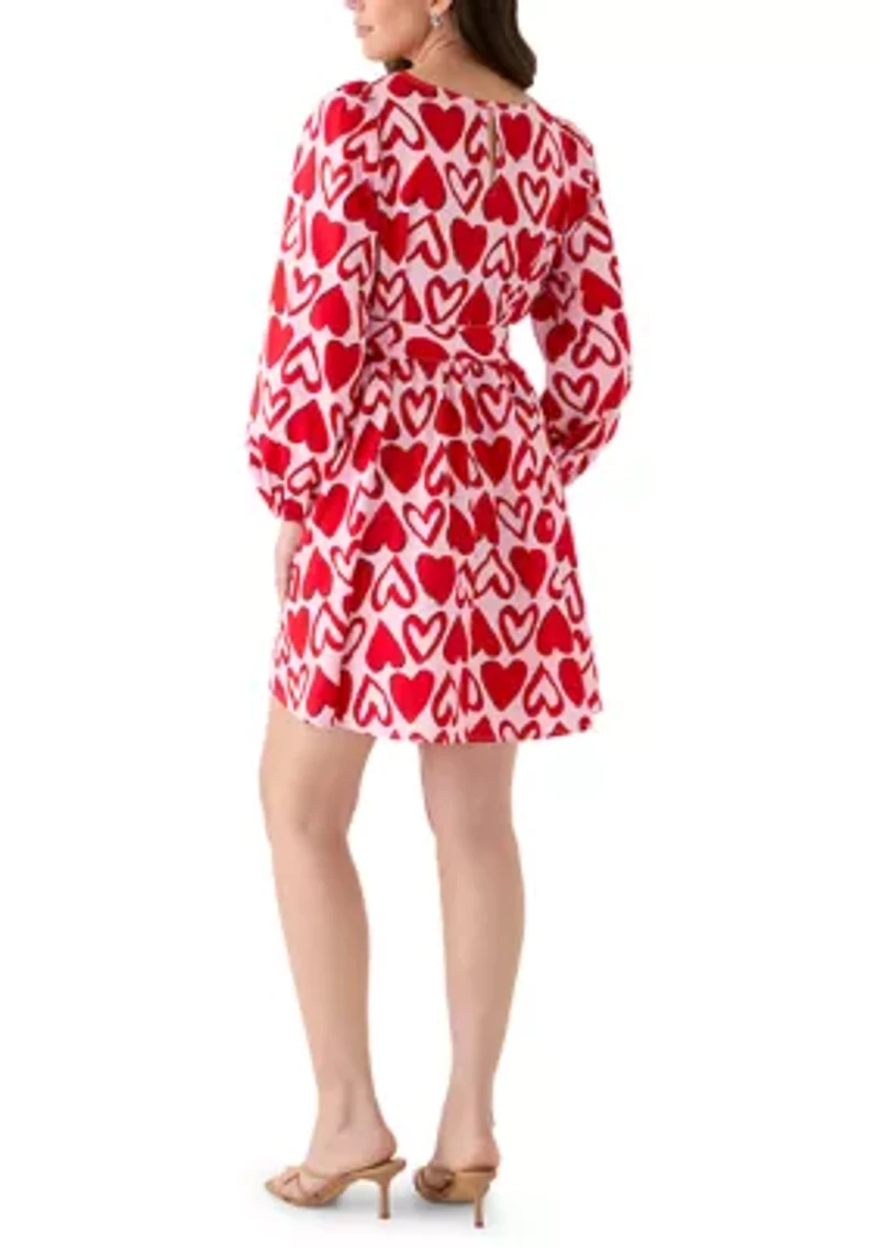 Women's Long Sleeve Printed Poplin Swing Dress