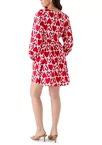 Women's Long Sleeve Printed Poplin Swing Dress