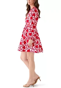 Women's Long Sleeve Printed Poplin Swing Dress