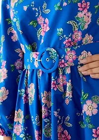 Women's Long Sleeve Printed Poplin Swing Dress