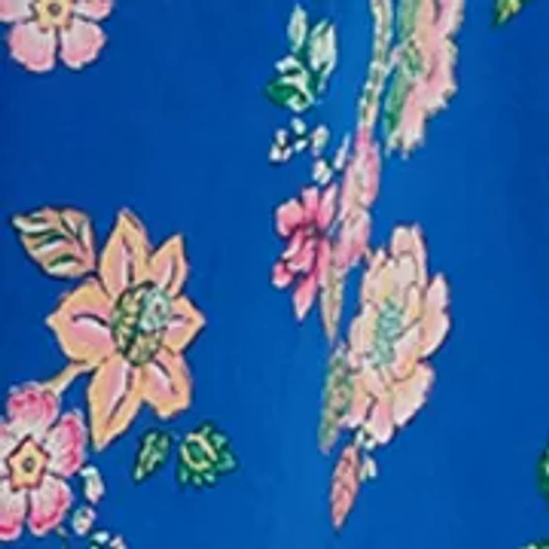 Petite Long Sleeve Poplin Printed Swing Dress