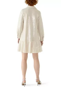 Women's Long Sleeve Sequin Shirtdress