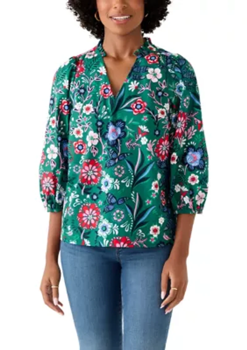 Women's Three-Quarter Sleeve V-Neck Top