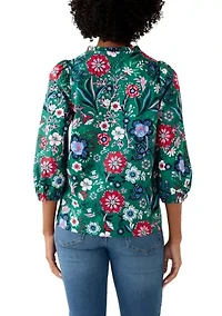 Women's Three-Quarter Sleeve V-Neck Top