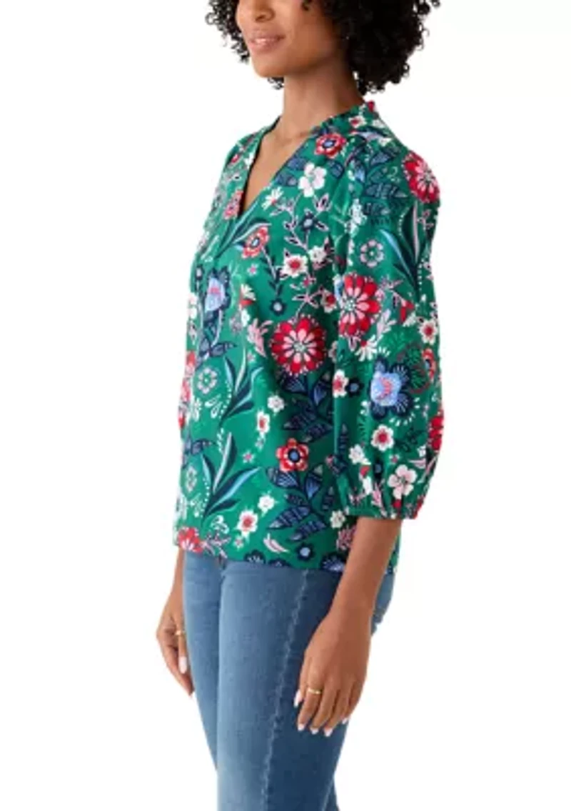Women's Three-Quarter Sleeve V-Neck Top