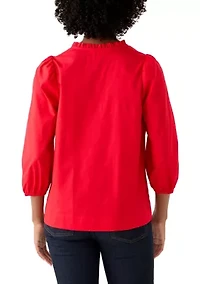 Women's 3/4 Sleeve V-Neck Peasant Blouse