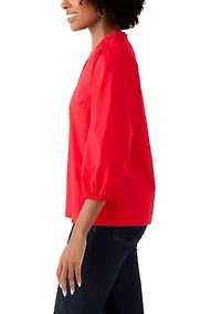 Women's 3/4 Sleeve V-Neck Peasant Blouse