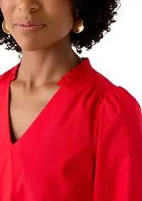 Women's 3/4 Sleeve V-Neck Peasant Blouse