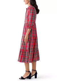 Women's Long Sleeve Button Front Maxi Print Dress