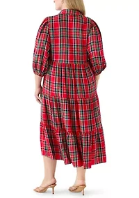 Plus Long Sleeve Printed Maxi Dress