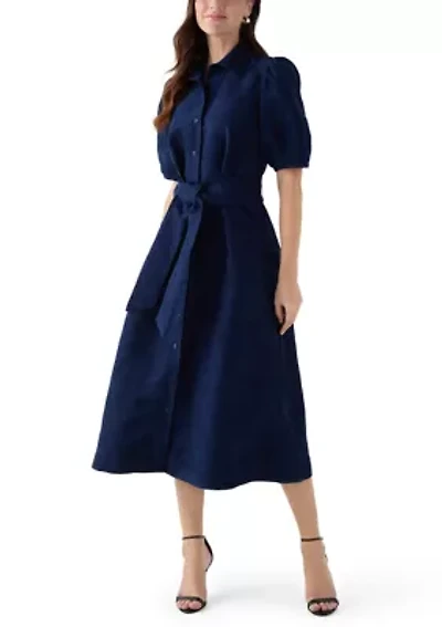 Women's Suede Midi Shirt Dress