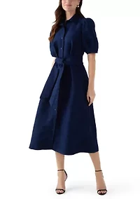 Women's Suede Midi Shirt Dress