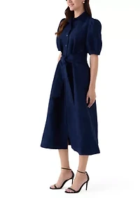Women's Suede Midi Shirt Dress