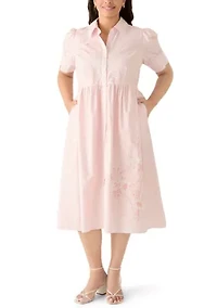 Plus Button Front Midi Shirt Dress