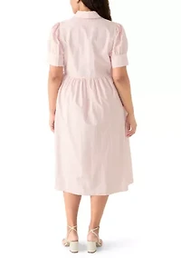 Plus Button Front Midi Shirt Dress