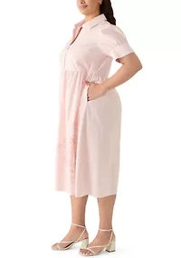 Plus Button Front Midi Shirt Dress