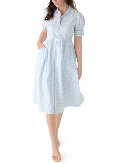 Women's Puff Sleeve Button Front Shirtdress