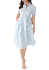 Women's Puff Sleeve Button Front Shirtdress