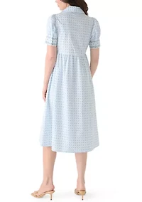 Women's Puff Sleeve Button Front Shirtdress