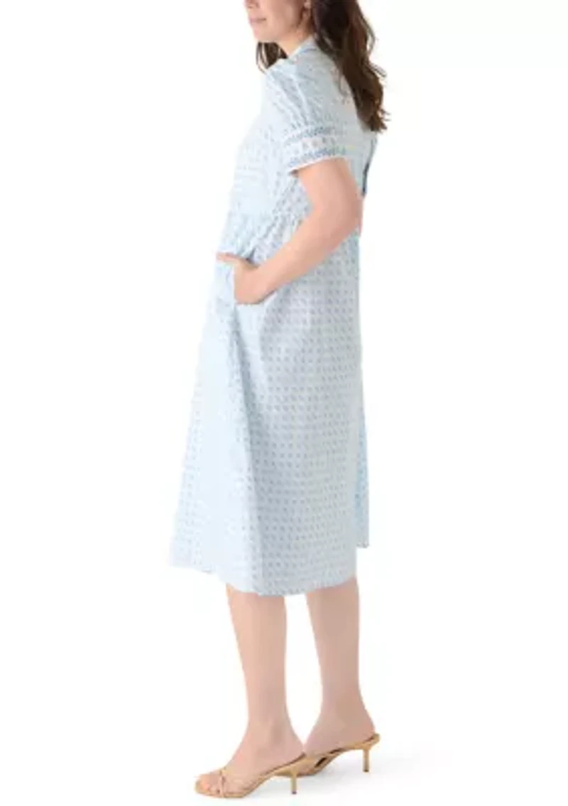 Women's Puff Sleeve Button Front Shirtdress