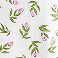 Petite Short Sleeve Button Down Front Collar Printed Dress