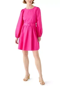 Women;'s Long Sleeve Poplin Swing Dress