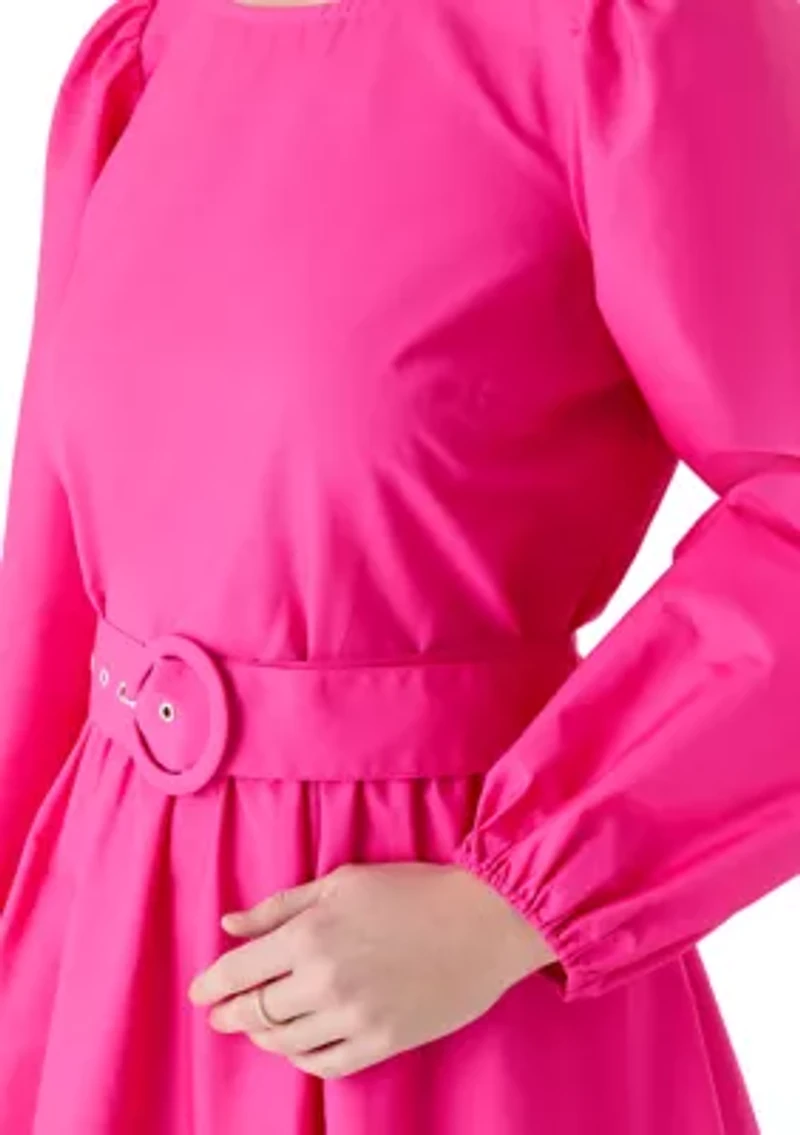 Women;'s Long Sleeve Poplin Swing Dress