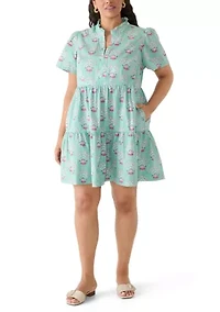 Plus Short Sleeve Tiered Peasant Dress