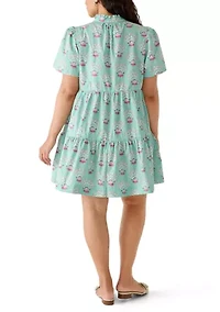Plus Short Sleeve Tiered Peasant Dress