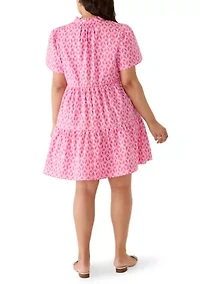 Plus Short Sleeve Tiered Peasant Dress