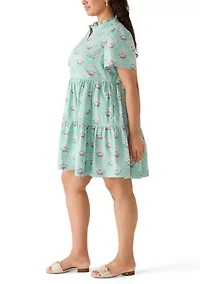 Plus Short Sleeve Tiered Peasant Dress