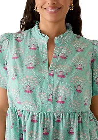 Plus Short Sleeve Tiered Peasant Dress