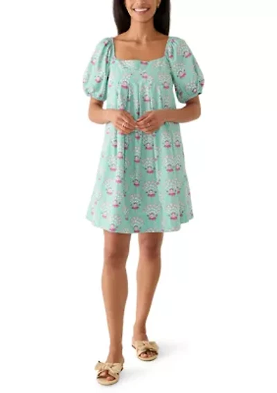Women's Short Sleeve Pleat Yoke Dress
