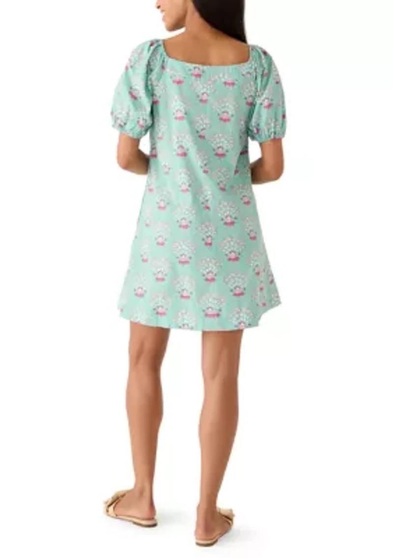 Women's Short Sleeve Pleat Yoke Dress