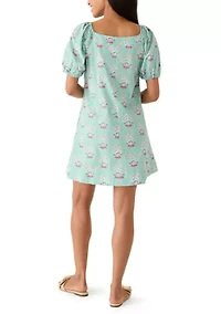 Women's Short Sleeve Pleat Yoke Dress