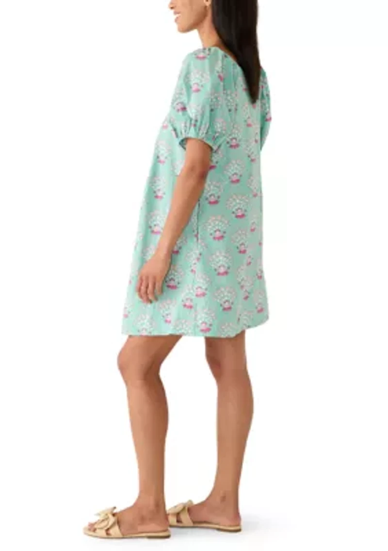 Women's Short Sleeve Pleat Yoke Dress