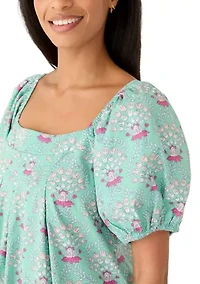 Women's Short Sleeve Pleat Yoke Dress