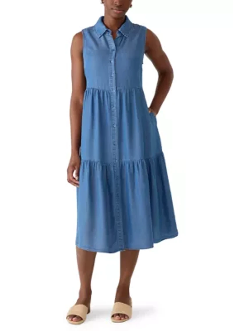 Petite Sleeveless Linen Shirt Dress