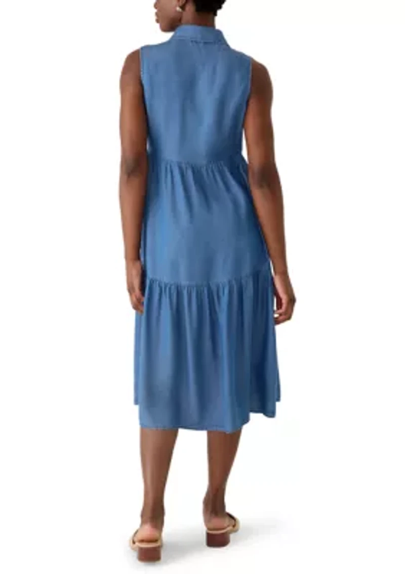 Petite Sleeveless Linen Shirt Dress